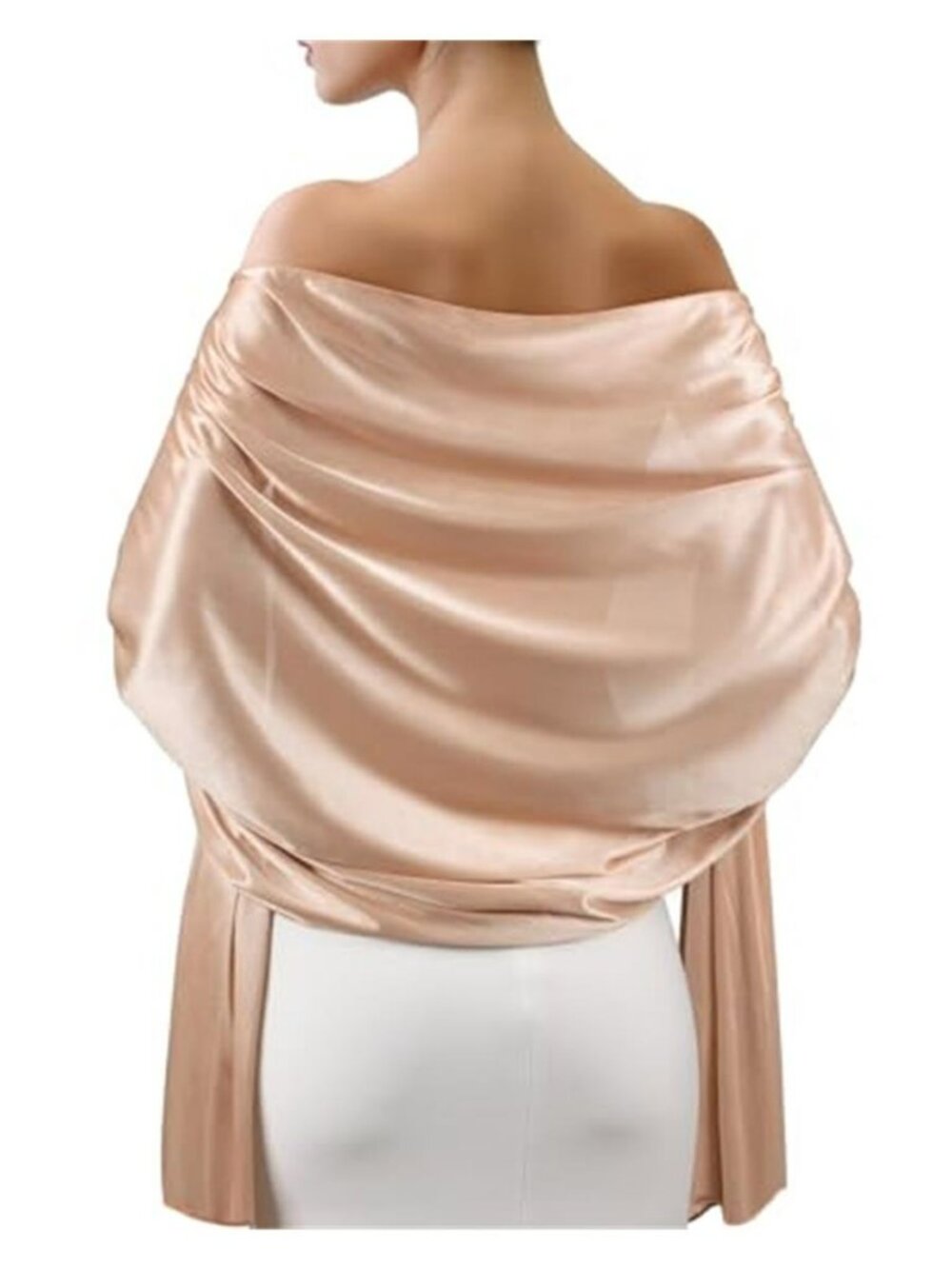 Satin Shawl Wraps for Women Evening Dress Wedding Bridal Silky Scarf Champagne